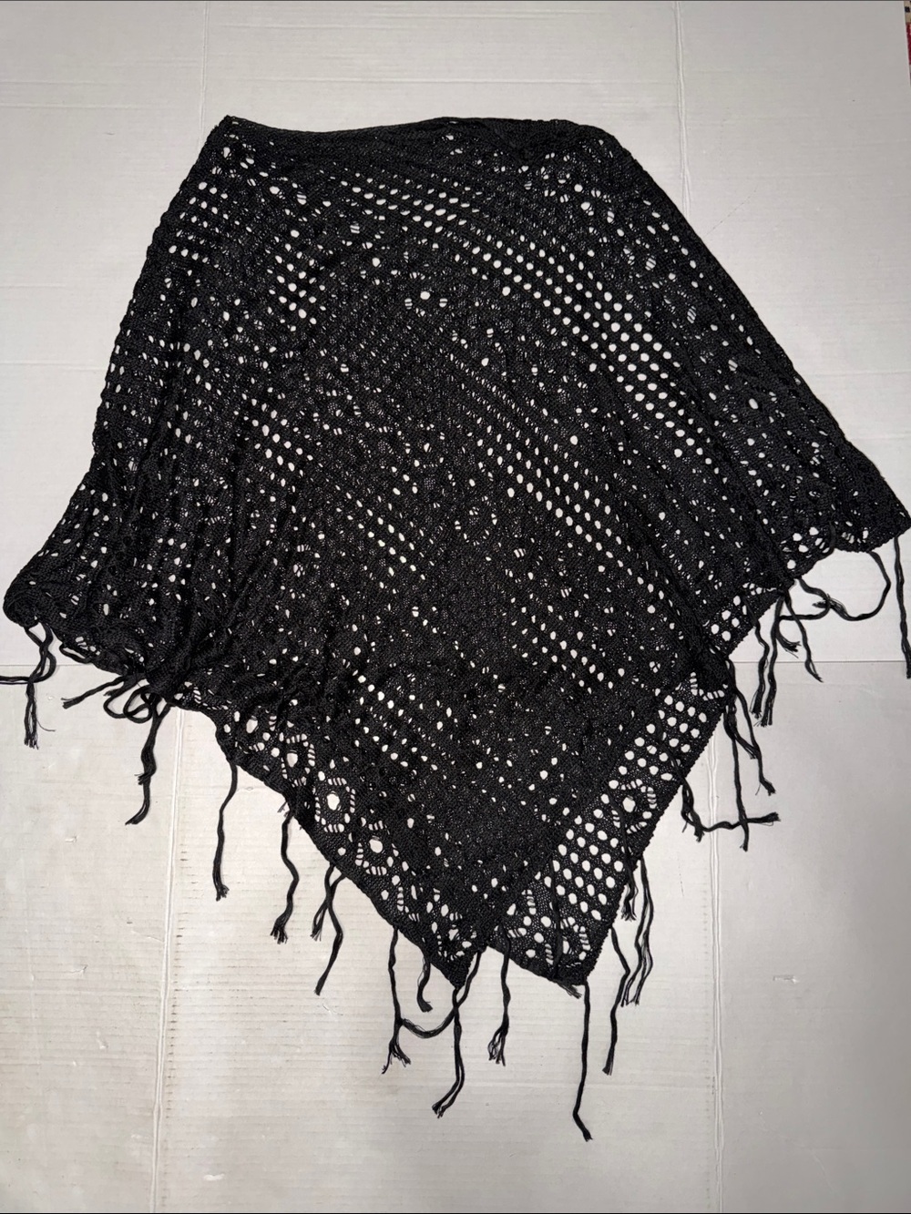 SHEIN Black Crochet Fringe Poncho